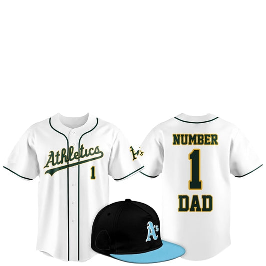 2025 Oakland Athletics Father Day Number 1 Dad Baseball Jersey - Grishko.com