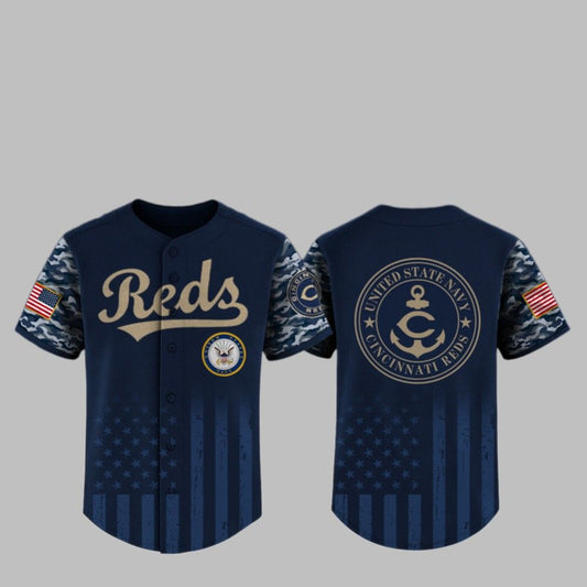 2025 Reds US Navy Appreciation Night Jersey - Grishko.com