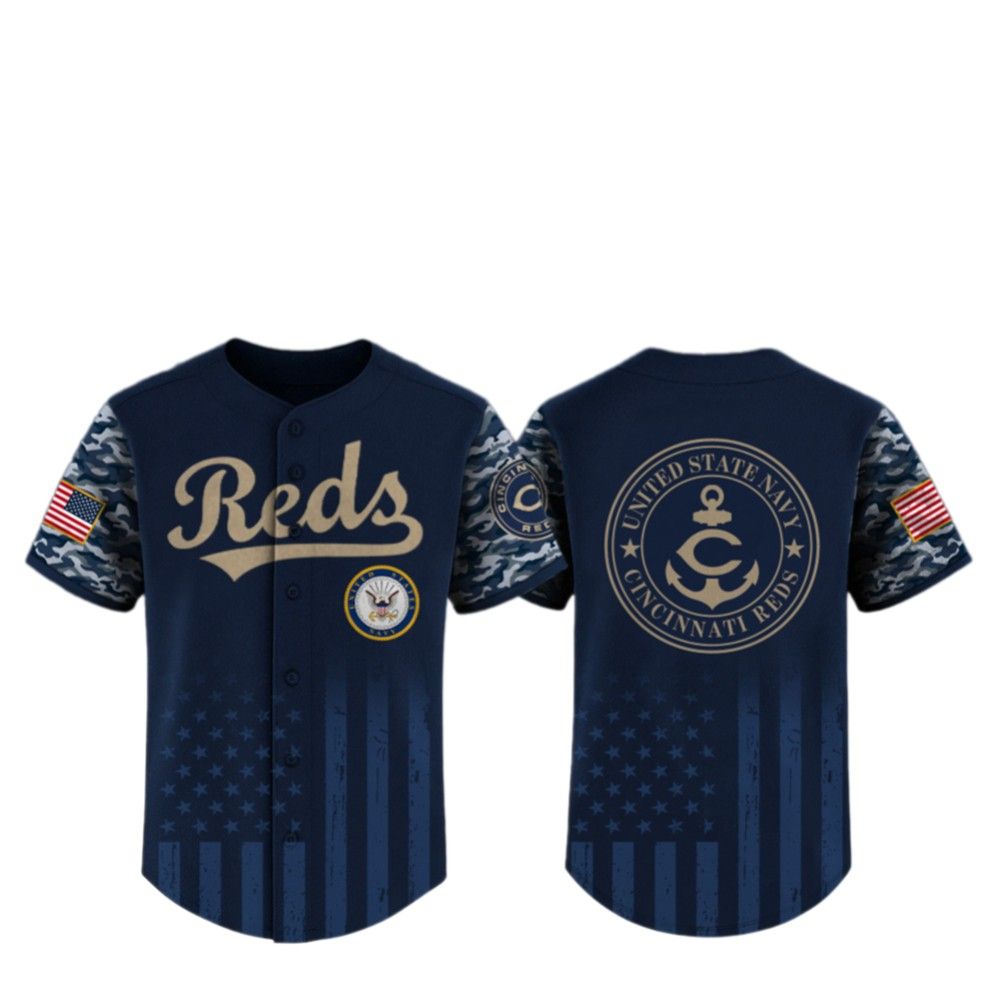 2025 Reds US Navy Appreciation Night Jersey - Grishko.com