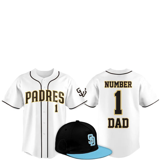 2025 SD Padres Father Day Number 1 Dad Baseball Jersey - Grishko.com