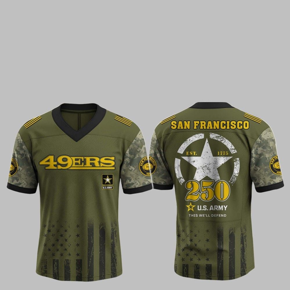 2025 SF 49ers 250th Anniversary US Army Jersey - Grishko.com