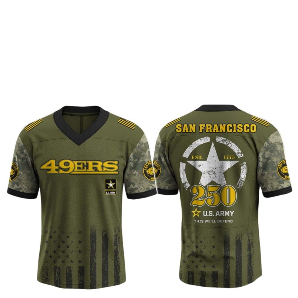 2025 SF 49ers 250th Anniversary US Army Jersey - Grishko.com