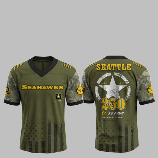 2025 Seahawks 250th Anniversary US Army Jersey - Grishko.com