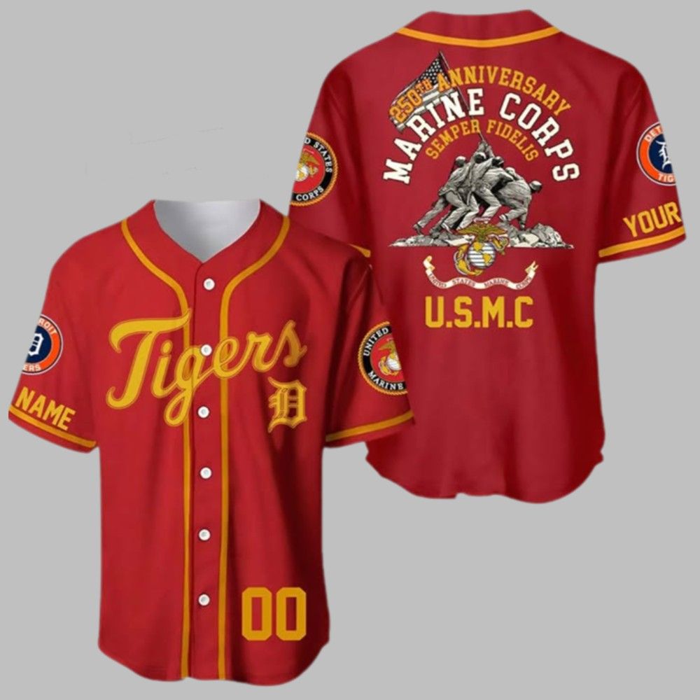 2025 Tigers 250th Marine Corps Birthday Jersey - Grishko.com