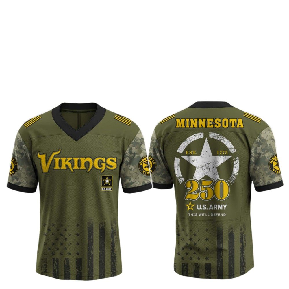 2025 Vikings 250th Anniversary US Army Jersey - Grishko.com