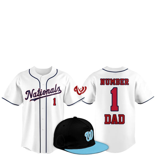2025 Washington Nationals Father Day Number 1 Dad Baseball Jersey - Grishko.com