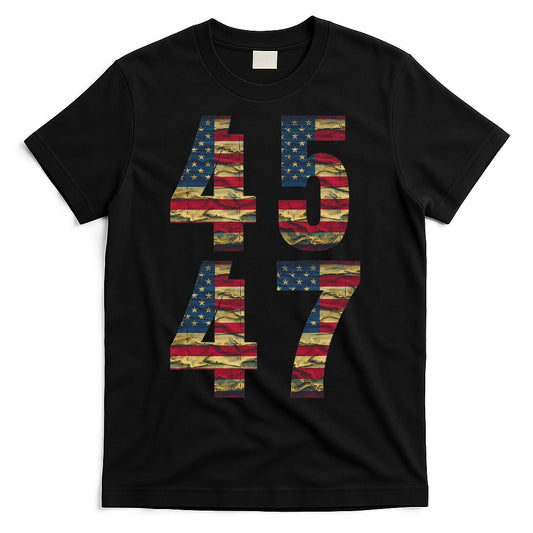 45 47 Trump Vintage Flag 2024 Election T-Shirt