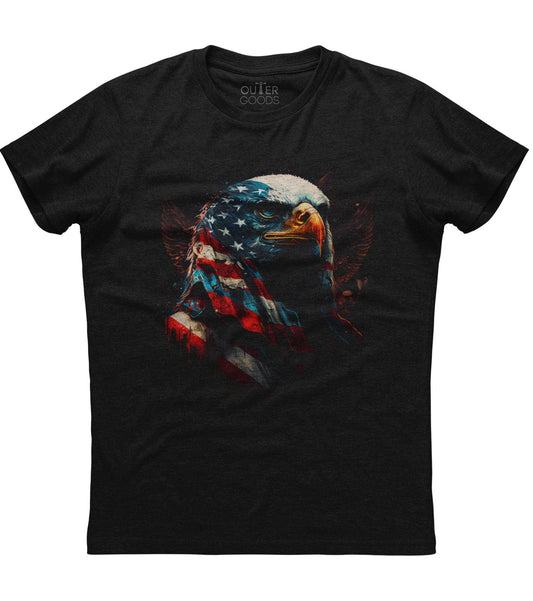 Eagle Face American Flag Patriotic T-Shirt (O)