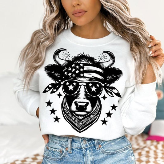 4th July Heifer  Retro Fourth of July  Funny 4th Of July  Cute Western Cow  Independence Day