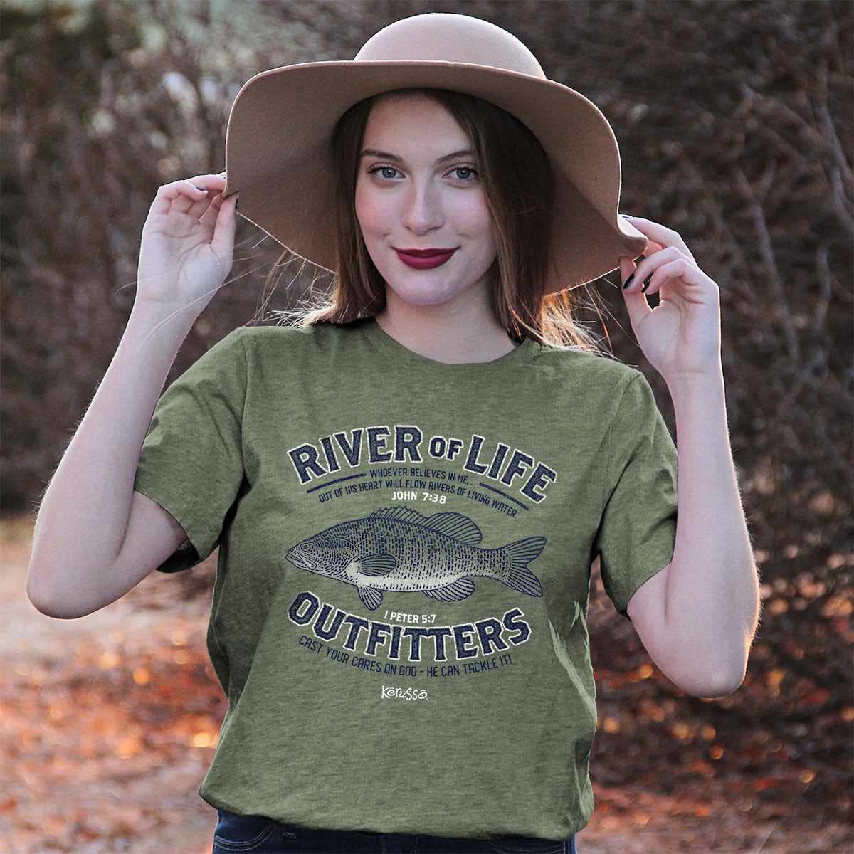 Kerusso Christian T-Shirt Living Waters 1 Peter 5:7