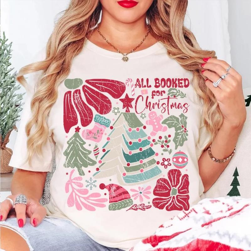 All Booked For Christmas Sweatshirt, Boho Floral Christmas T-Shirt, Christmas Boho Sweater, Tis The Season Shirt, Gift For Holiday