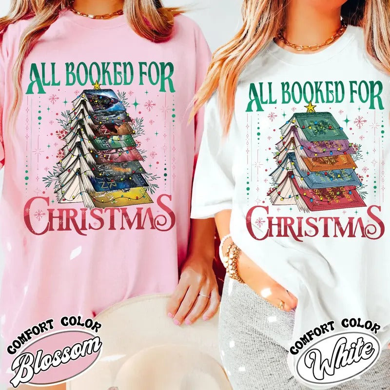 All Booked for Christmas Shirt, ACOTAR, TOG, Dark Romance Shirt, ACOTAR All Booked for Christmas Shirt, Dragon Rider, Book Christmas Tree Shirt