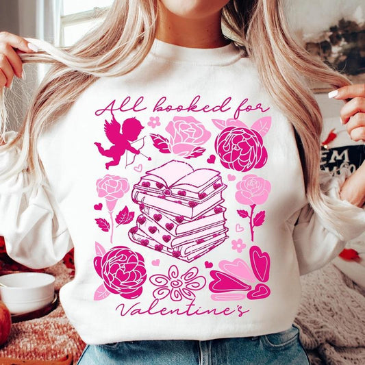 All Booked for Valentines Sweatshirt, Teacher Valentine Sweatshirt, Glitter Valentine Coquette Heart Sweatshirt, Boho Book Lover , Bookish Sweatshirt
