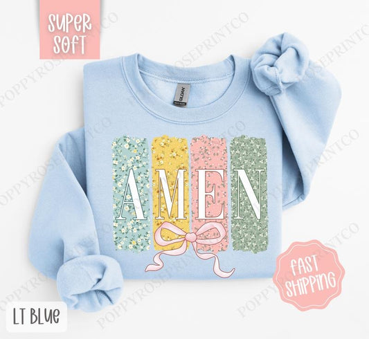 Amen 1 Sweatshirt, Easter Crewneck, Trendy Religious Women's Sweater, Gift for Her
