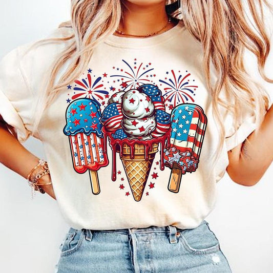 America Tastes Like Freedom T-Shirt, America Shirt, Ice cream T-Shirt, American Girly T-Shirt, America T-Shirt, 4th of July T-Shirt, Fourth Of July toddler T-Shirt
