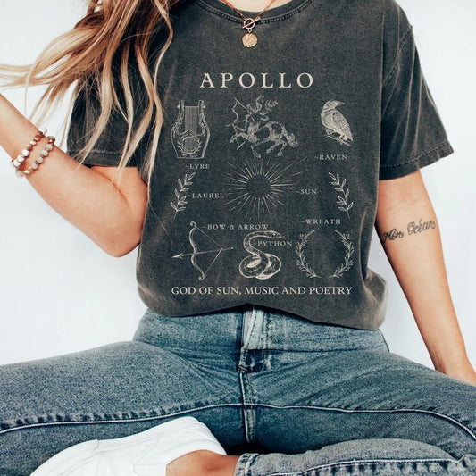 Apollo Greek Gods Booktok T-shirt Bookish Crewneck Light Academia Booktok T-shirt Apollo God Greek Apparel Greek Mythology Cottage Core Booktok T-shirt Bookish Merch