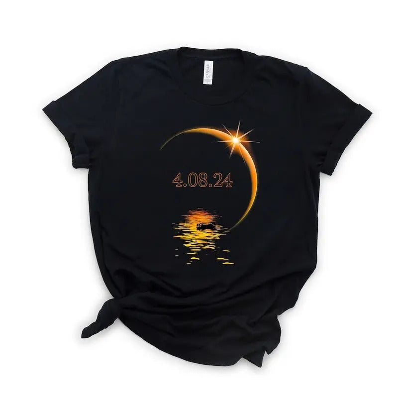 April 8 2024 T-shirt, Total Solar Eclipse Shirt, Astrology Event Shirt, Eclipse Party Tee, Family Event Shirt, Celestial Shirt Cotton Menswear