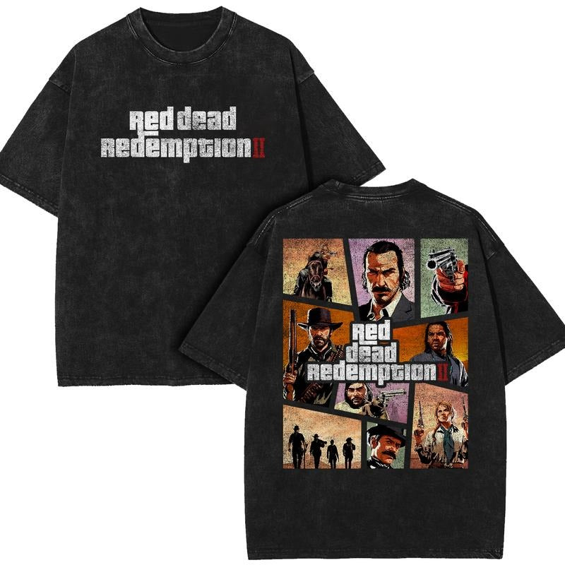 Arthur Morgan Red D4ad Redemption 2 Vintage Washed Tee, Cowboy Graphic Shirt, Retro Streetwear Essential for gamers style 02