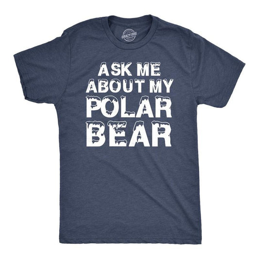 Ask Me About My Polar Bear T Shirt Funny Zoo Animal Flip Up Tee Mens Funny T Shirts Cool Vintage Fashion T-Shirt Gift Flip Apparel for Navy