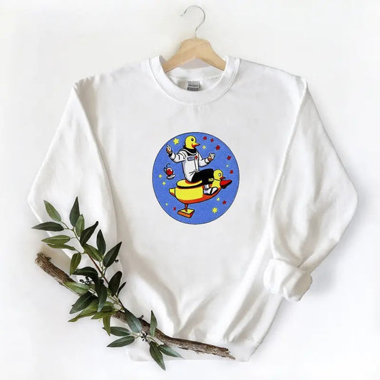 Astronaut Riding A Rubber Duck Unisex Tshirt Sweatshirt Hoodie, for duck hunters, husbands and Mallard duck lovers Cotton Womenswear
