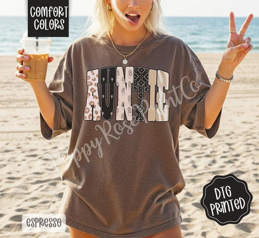 Auntie Tiger Shirt Comfort Colors, Trendy Graphic Women's Tee, Gift for Her