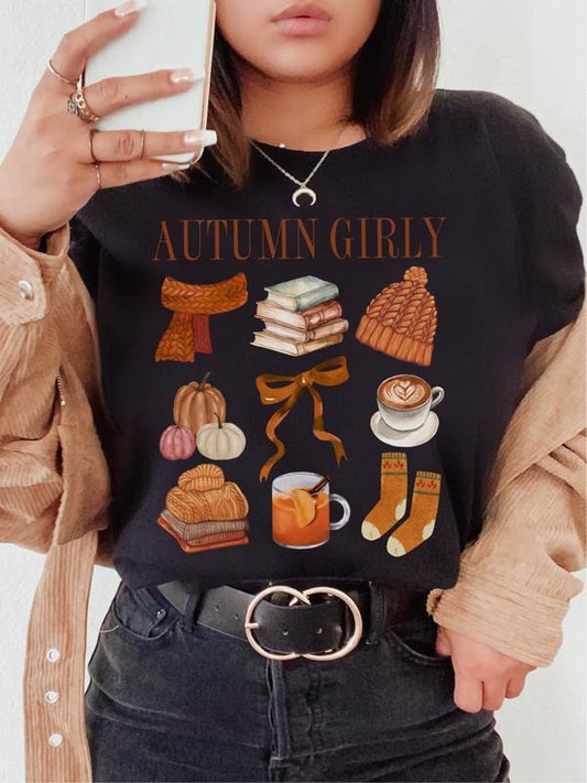 Autumn Girly ~ Unisex Apparel Relaxed Fit Printed In The USA Clothing Womenswear Casual Love Comfortable Top T-Shirt Tee Underwear
