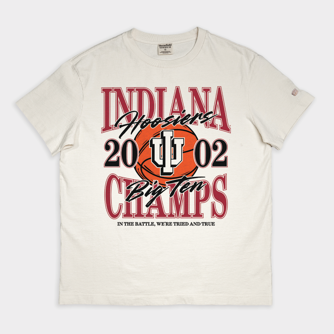 IU Men's Basketball 2002 Big Ten Champs Vintage Heavyweight Tee Style001