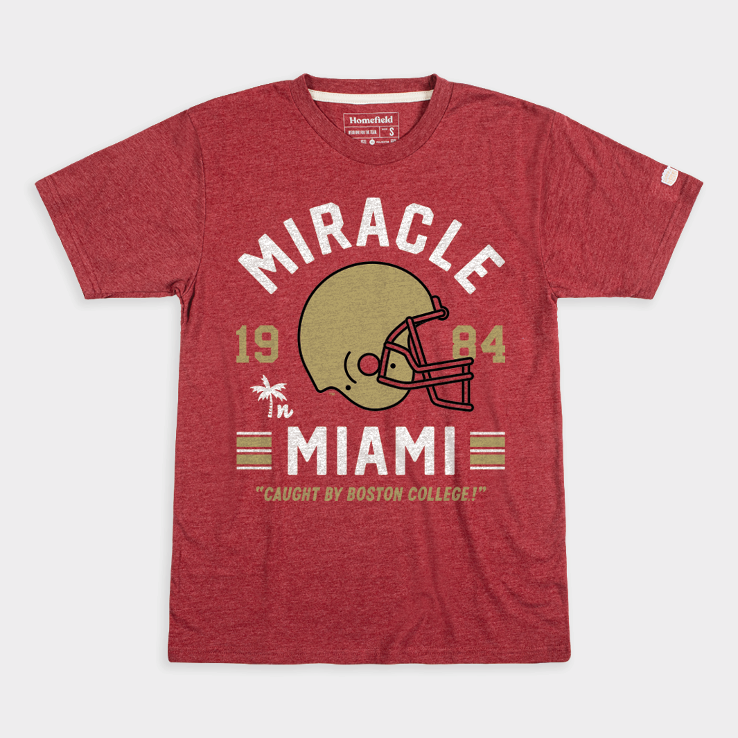 Vintage BC Miracle in Miami 1984 Football Tee Style001