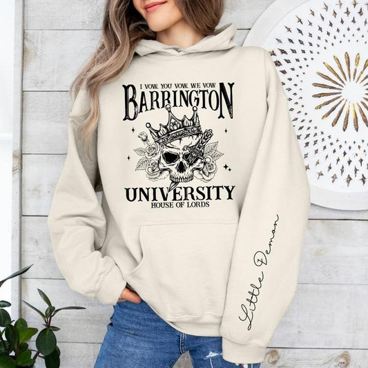 Barrington University Bookish-Inspired Hoodie, Cozy Literary Lover Apparel, The LORDS Series, Bookish Babe Dark Romance Hoodie, Skull Crewneck