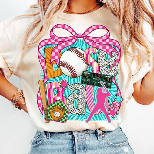 Baseball Coquette T-Shirt, Brushstroke Baseball Coquette T-Shirt, Game Day Baseball T-Shirt, Baseball Bow T-Shirt, Baseball Mama T-Shirt