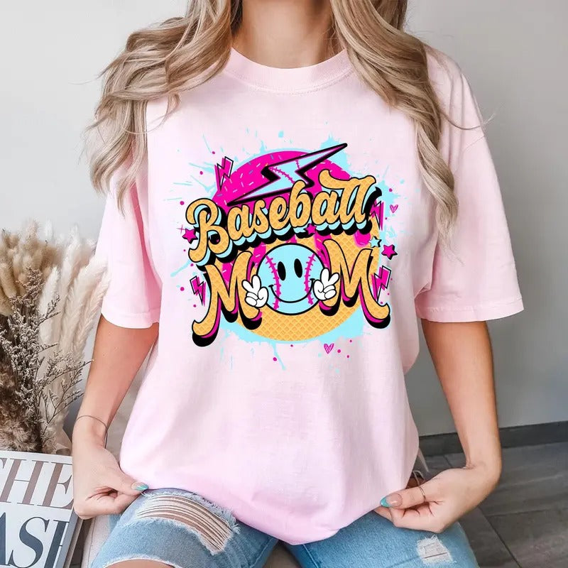 Baseball Mom T-Shirt, Baseball Mama Drip T-Shirt, Baseball Ice Cream Drip Shirt, Mama Baseball T-Shirt, Game Day Baseball Shirt, Mother's Day Gift