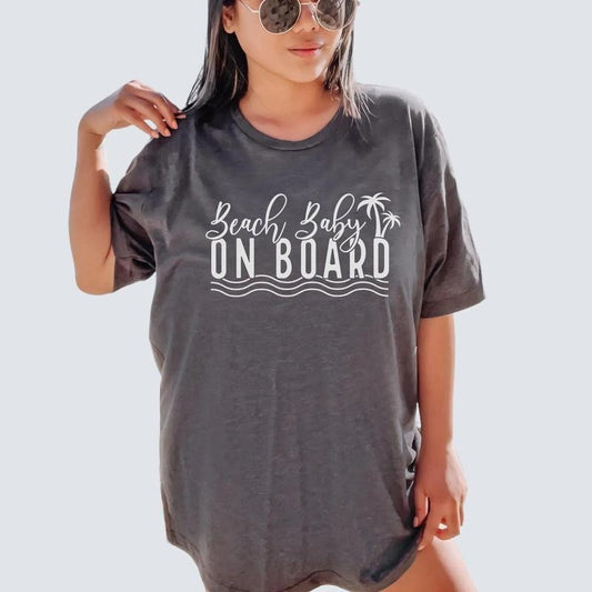 Beach Baby On Board Shirt, Beach Pregnancy Announcement Shirt, Summer Baby Reveal Maternity Shirt, Beach Vacation Babymoon Outfit