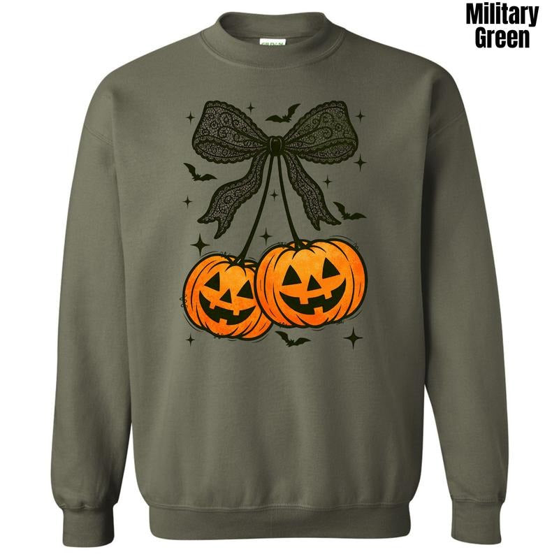 Black Bats & Pumpkins Bow Sweatshirt 'NLB'