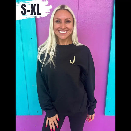 Black Embroidered Initial Sweatshirt (S-XL)