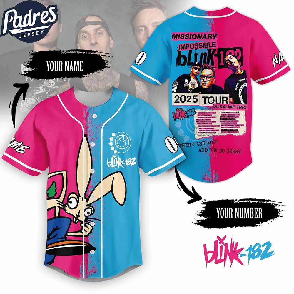 Blink-182 Missionary Impossible 2025 Tour Personalized Baseball Jersey - Padres Jersey Oasis: Elevate Your Baseball Style Game