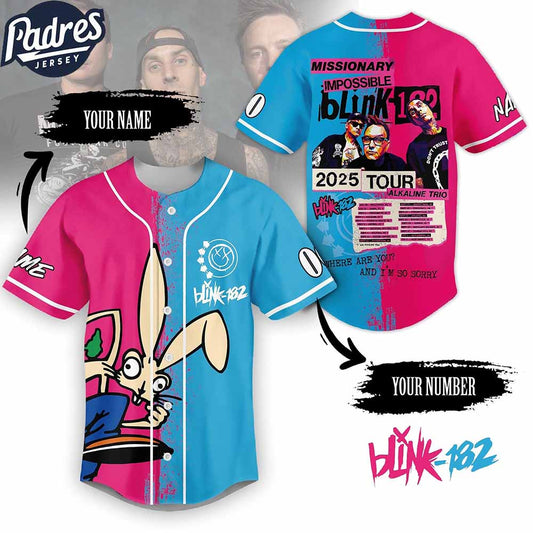 Blink-182 Missionary Impossible 2025 Tour Personalized Baseball Jersey - Padres Jersey Oasis: Elevate Your Baseball Style Game