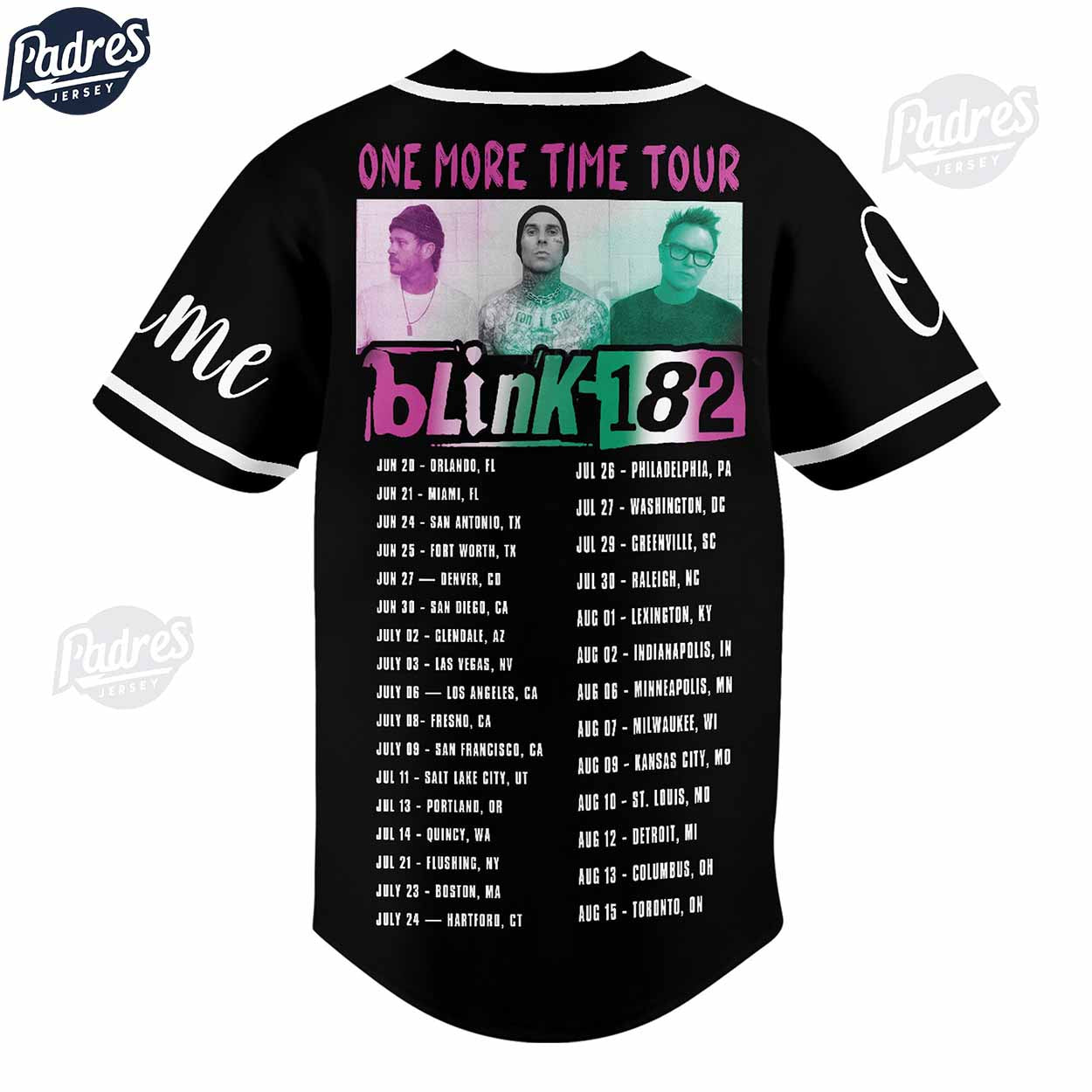 Blink-182 One More Time Tour Custom Baseball Jersey - Padres Jersey Oasis: Elevate Your Baseball Style Game