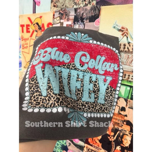 Blue Collar Wifey T shirt  | Pepper comfort colors t shirt | Blue Collar Graphic Tee | Wifey Graphic Tee