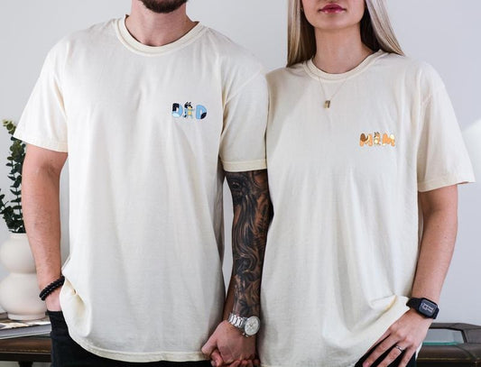 Blue Mom Dad Shirt, Family Matching Shirt, Blue Dog Mum Tee, Blue Dog Dad Shirt, Blue Dog Family Tee