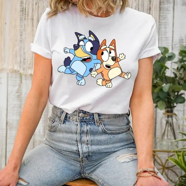 Bluey and Bingo T-shirt, Sassy Shirt, Cartoon Shirt, Sisters Shirt, Bluey Shirt, Birthday Shirt, Vacation Shirt, Holiday Tee