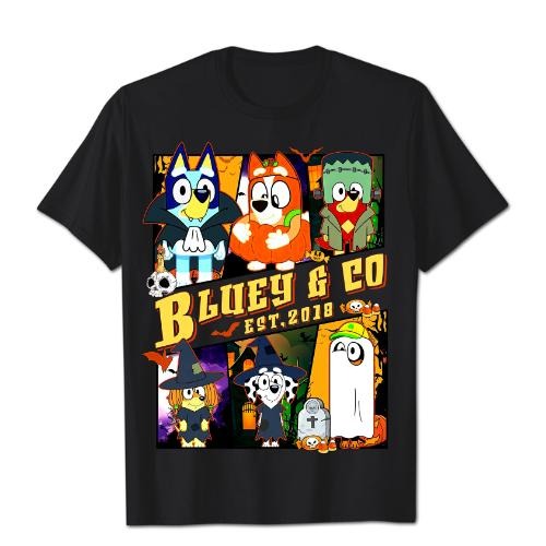 Bluey co Halloween Unisex T-Shirt, Halloween Unisex T-Shirt, Halloween Gifts, Gift For Fan, Gift For Her, Gift For Him Fabric Fit Top Womenswear Classic Birthday Underwear