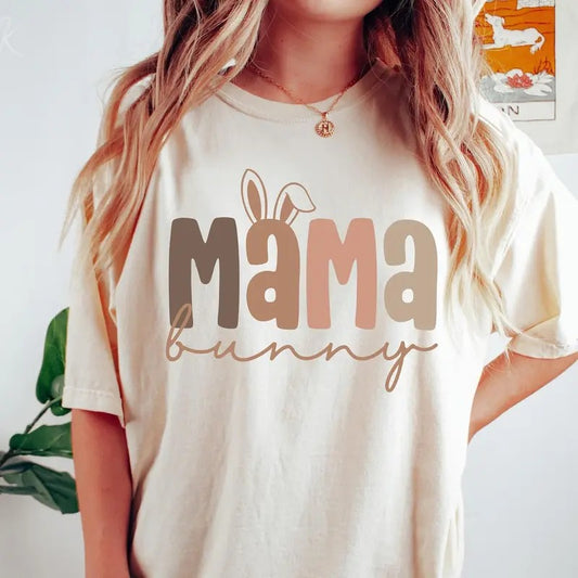 Boho Mama Bunny Easter Cute Easter Mama shirt Mama T-shirt Top Womenswear