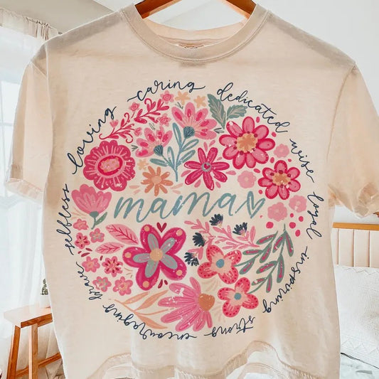 Boho floral mama shirt, mom adjectives, she is mom, mama, abstract floral,mothers day, mom shirt