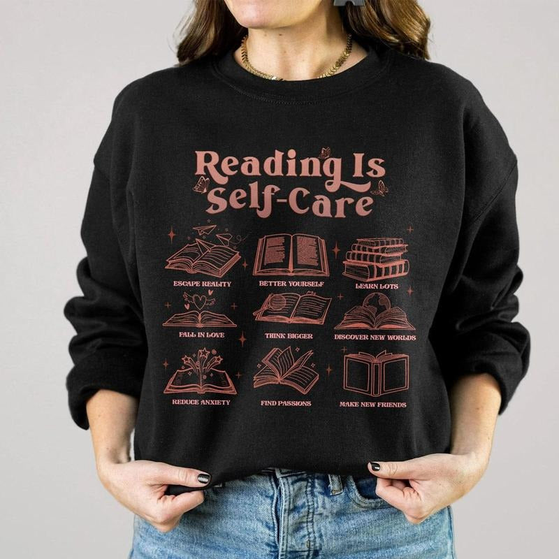 Bookish Mental Health Sweatshirt , Reading Is Self-Care  Instant Download, Book Lovers Club Sublimation Design, Book Addict Gifts