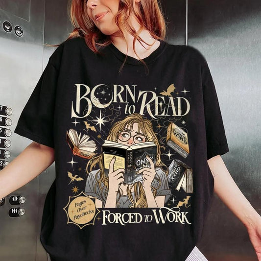Born To Read Forced To Work T-Shirt, The Empyrean Series Shirt, Onyx Storm Fourth Wing Book Sweatshirt, Dragon Rider Shirt, Bookish Merch