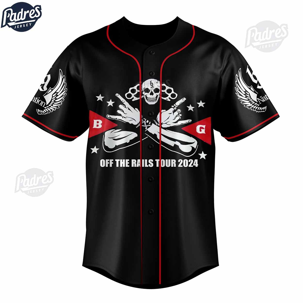 Brantley Gilbert Off The Rails Tour 2024 Custom Baseball Jersey - Padres Jersey Oasis: Elevate Your Baseball Style Game