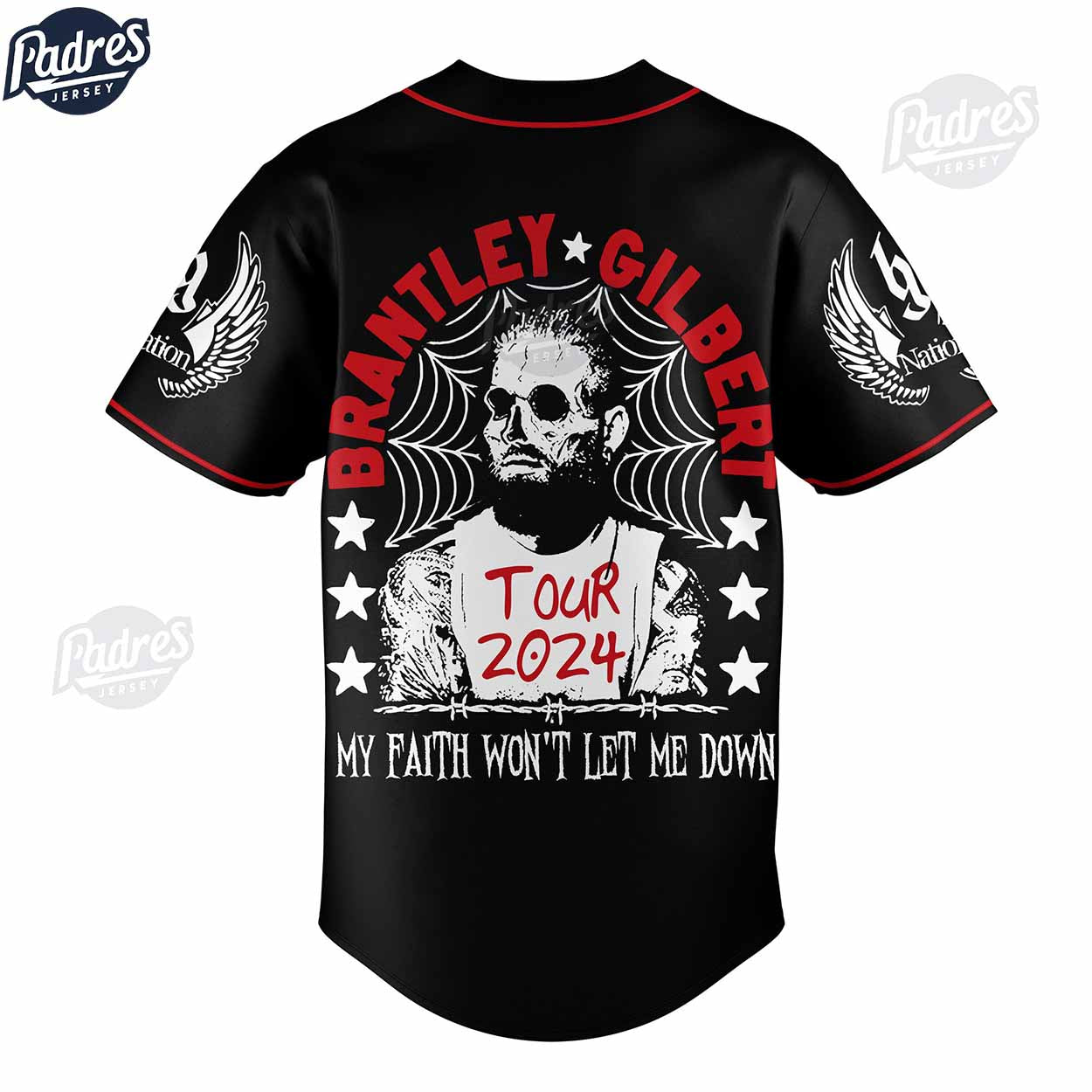 Brantley Gilbert Off The Rails Tour 2024 Custom Baseball Jersey - Padres Jersey Oasis: Elevate Your Baseball Style Game