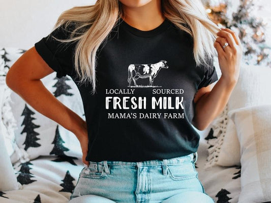 Breastfeeding Shirt, Locally Sourced Fresh Milk T-shirt, Mama's Dairy Farm Short Sleeve, Breast Feeding Tee, New Mom Gift Tee, Baby Shower Gift Tee, Breastfeeding Nursing Shirt.