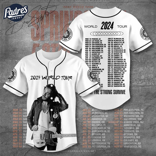 Bruce Springsteen World Tour Thunder Road Born To Run Custom Baseball Jersey - Padres Jersey Oasis: Elevate Your Baseball Style Game