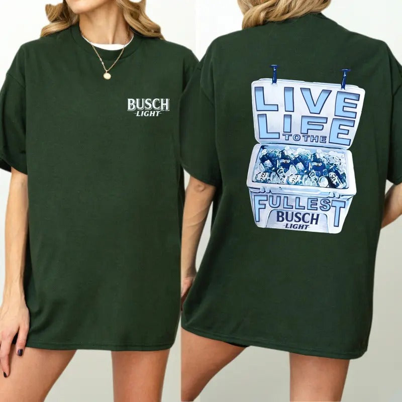 Busch Light T-Shirt - Classic Outdoor Beer Graphic Tee with Iconic Cooler Design, Perfect for Party Enthusiasts and Summer Vibes, Unisex T-Shirts, Menswear Tops